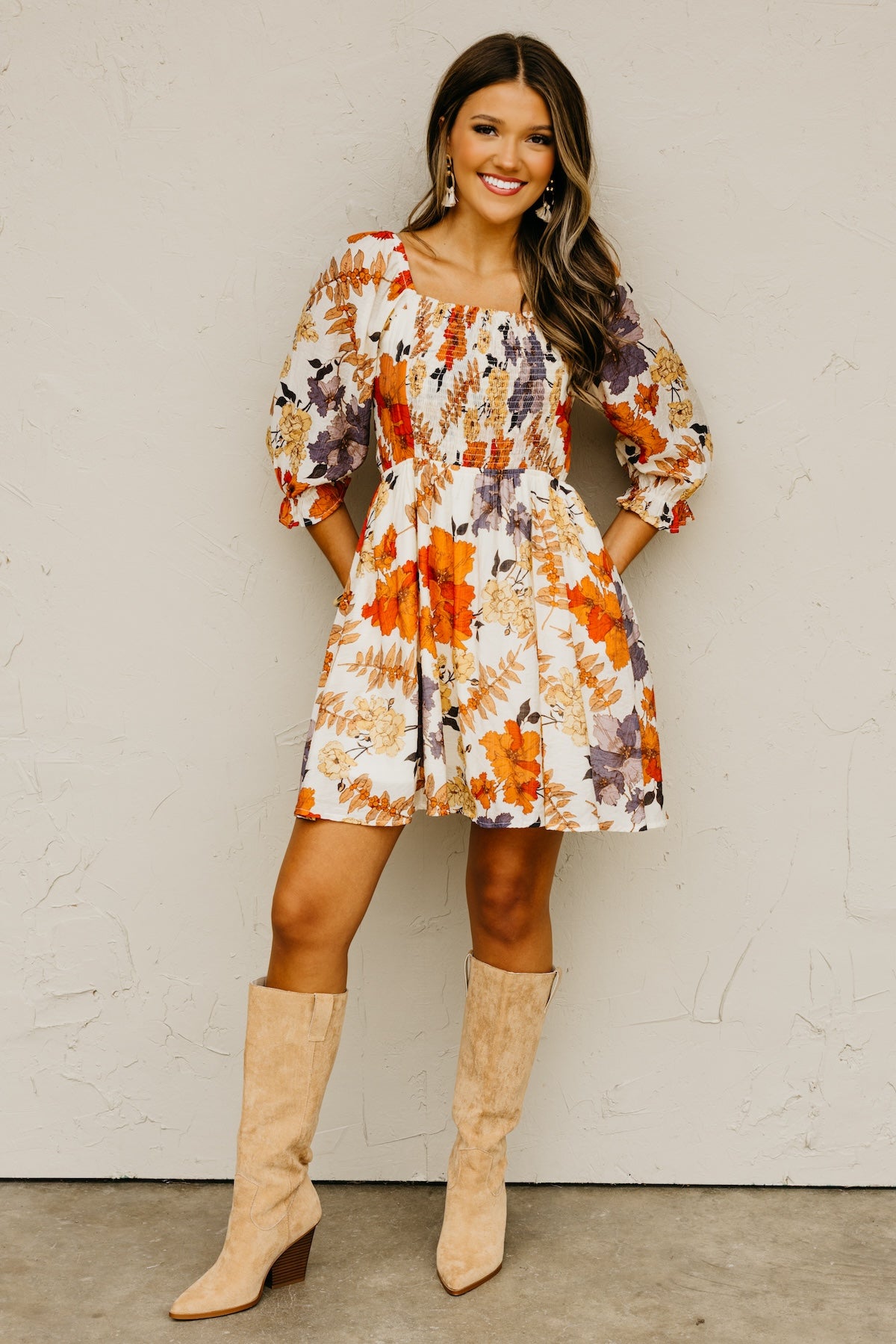 The Shay Smocked Print Mini Dress
