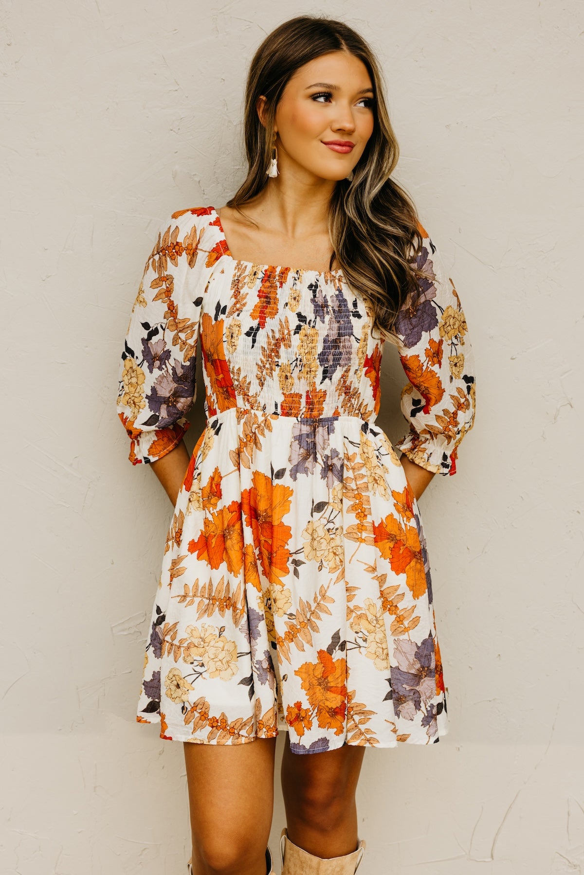 The Shay Smocked Print Mini Dress