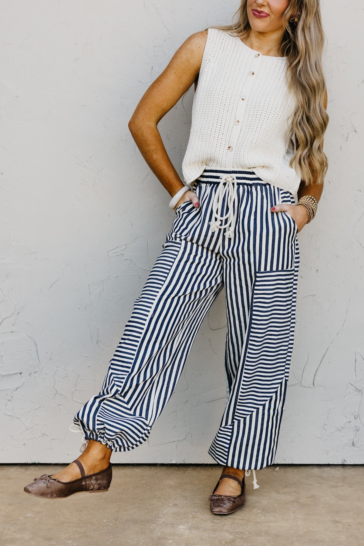 The Ella Mixed Stripes Parachute Pants