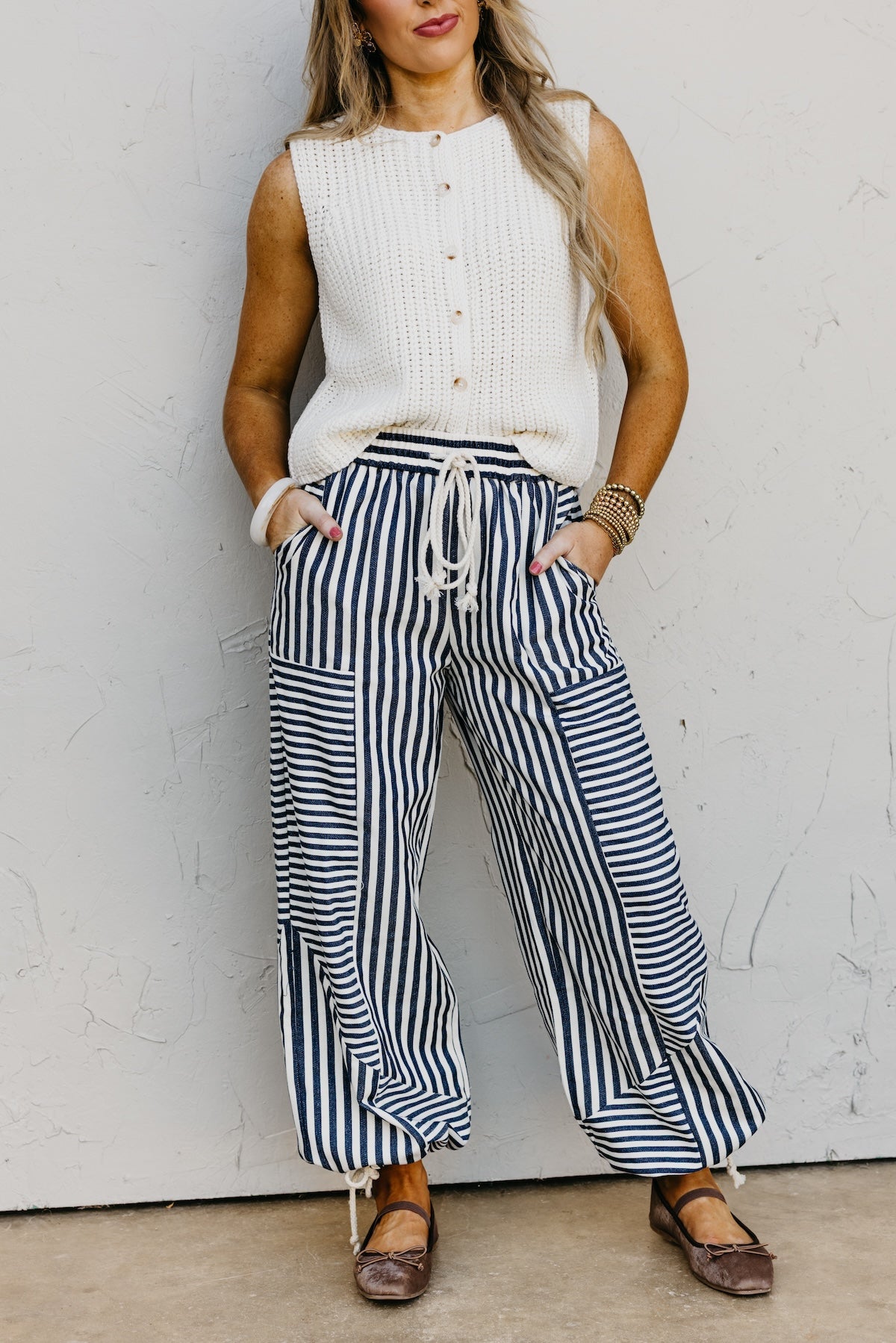 The Ella Mixed Stripes Parachute Pants