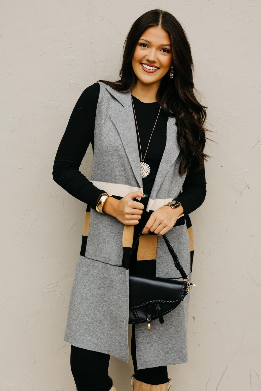 The Reid Sleeveless Color Block Cardiagan