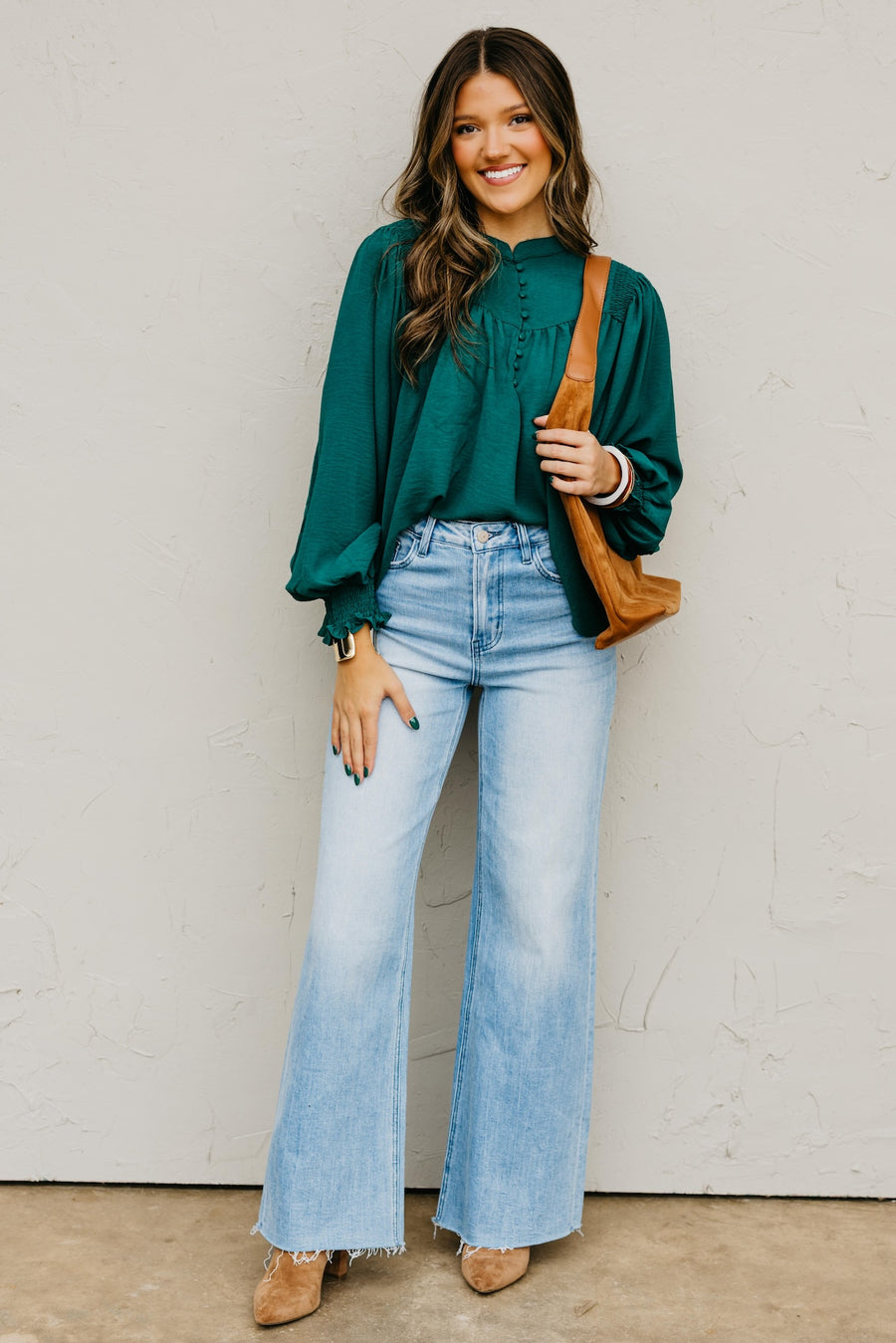 The Damari Smocked Button Up Blouse