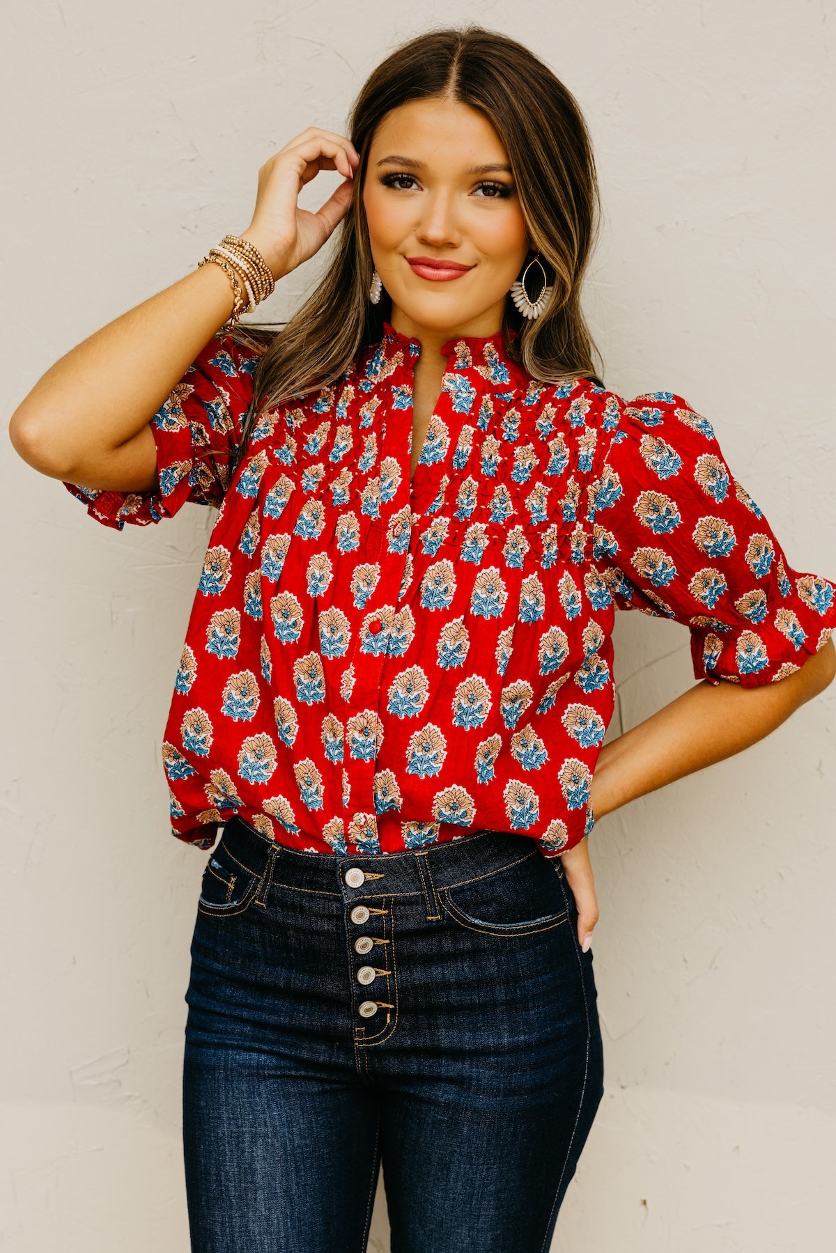 The Mara Button Up Print Top