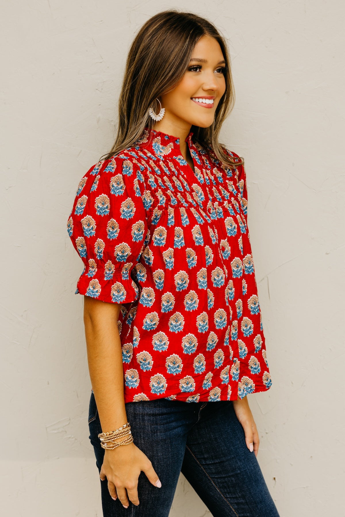 The Mara Button Up Print Top