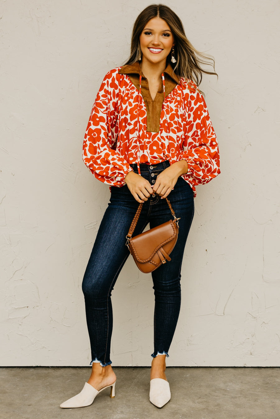 The Cyndee Mix Media Felt Floral Top