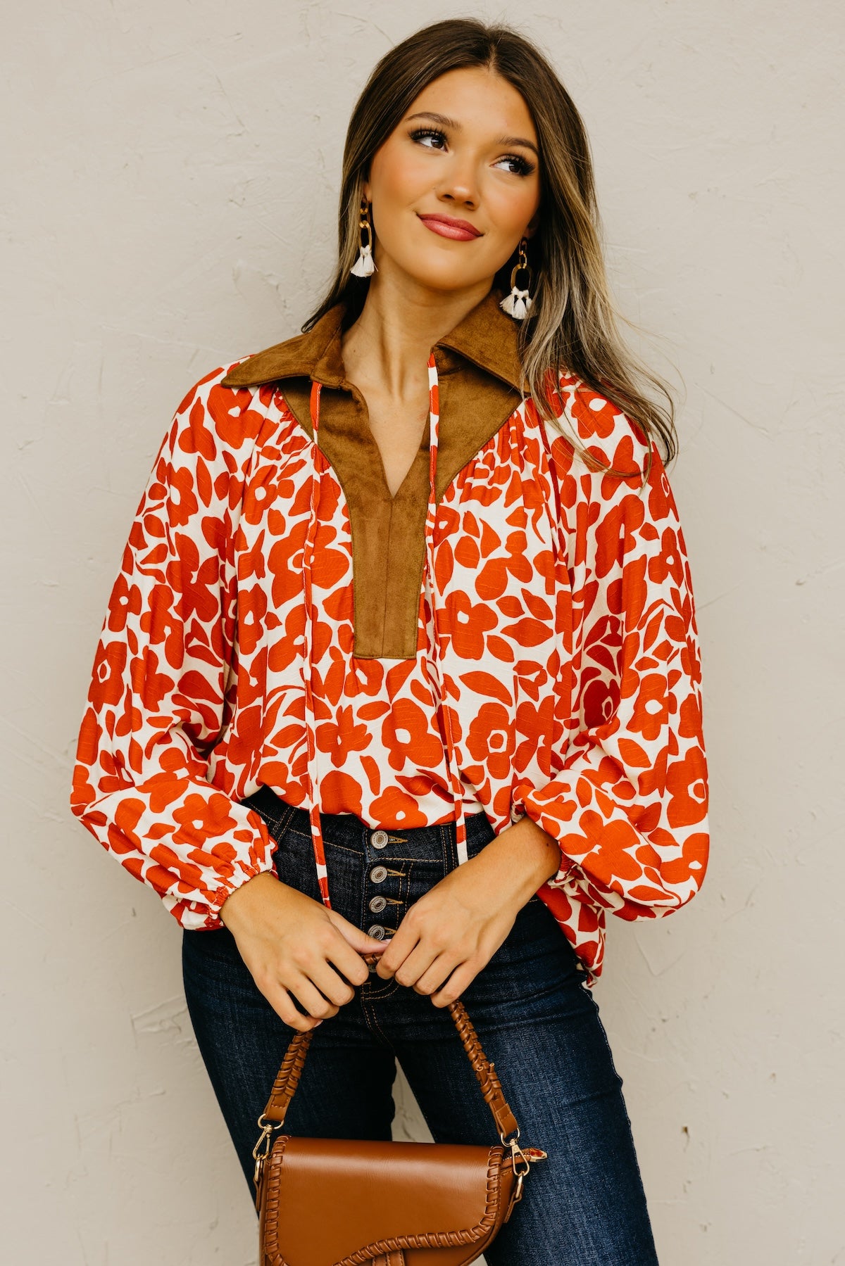 The Cyndee Mix Media Felt Floral Top