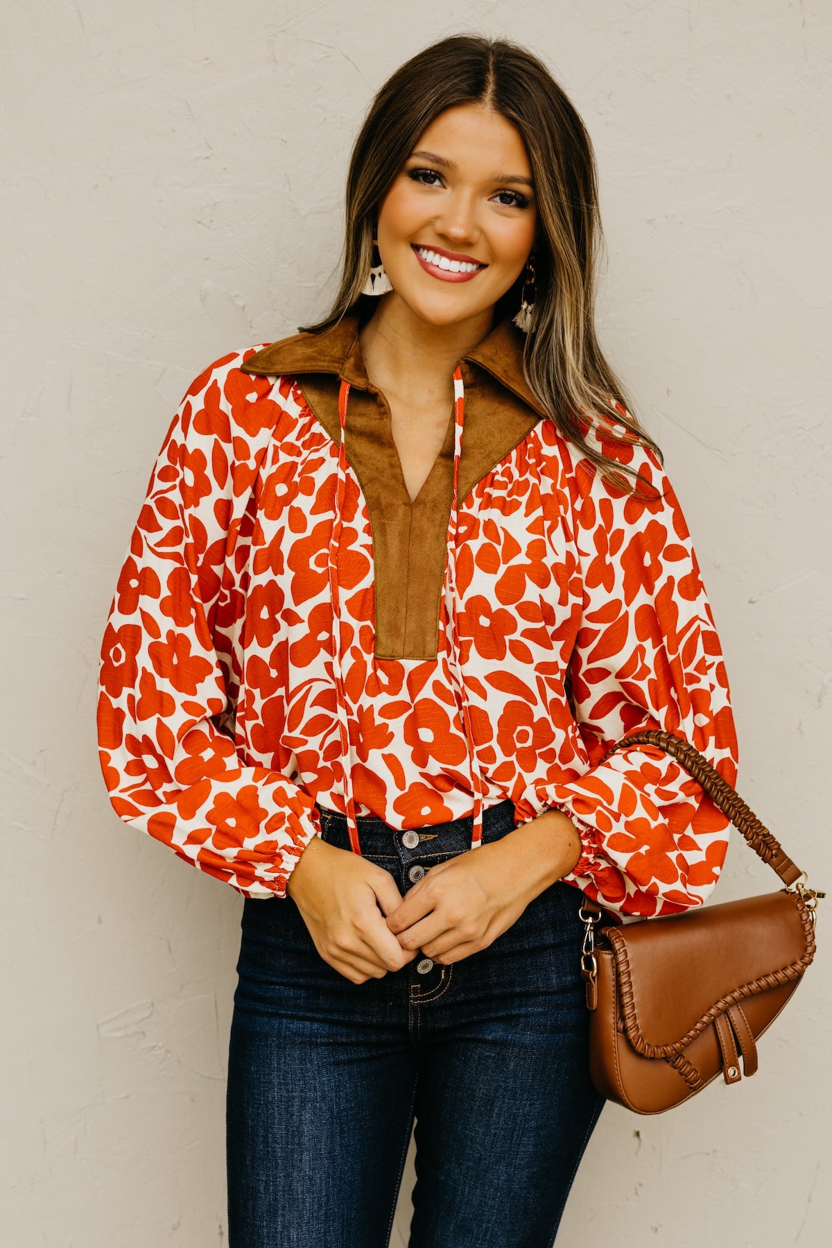 The Cyndee Mix Media Felt Floral Top