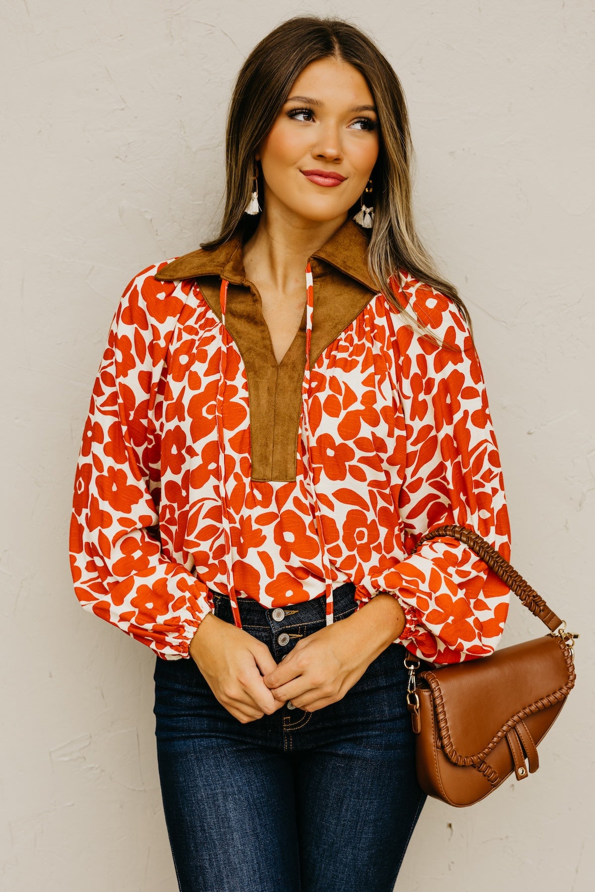 The Cyndee Mix Media Felt Floral Top