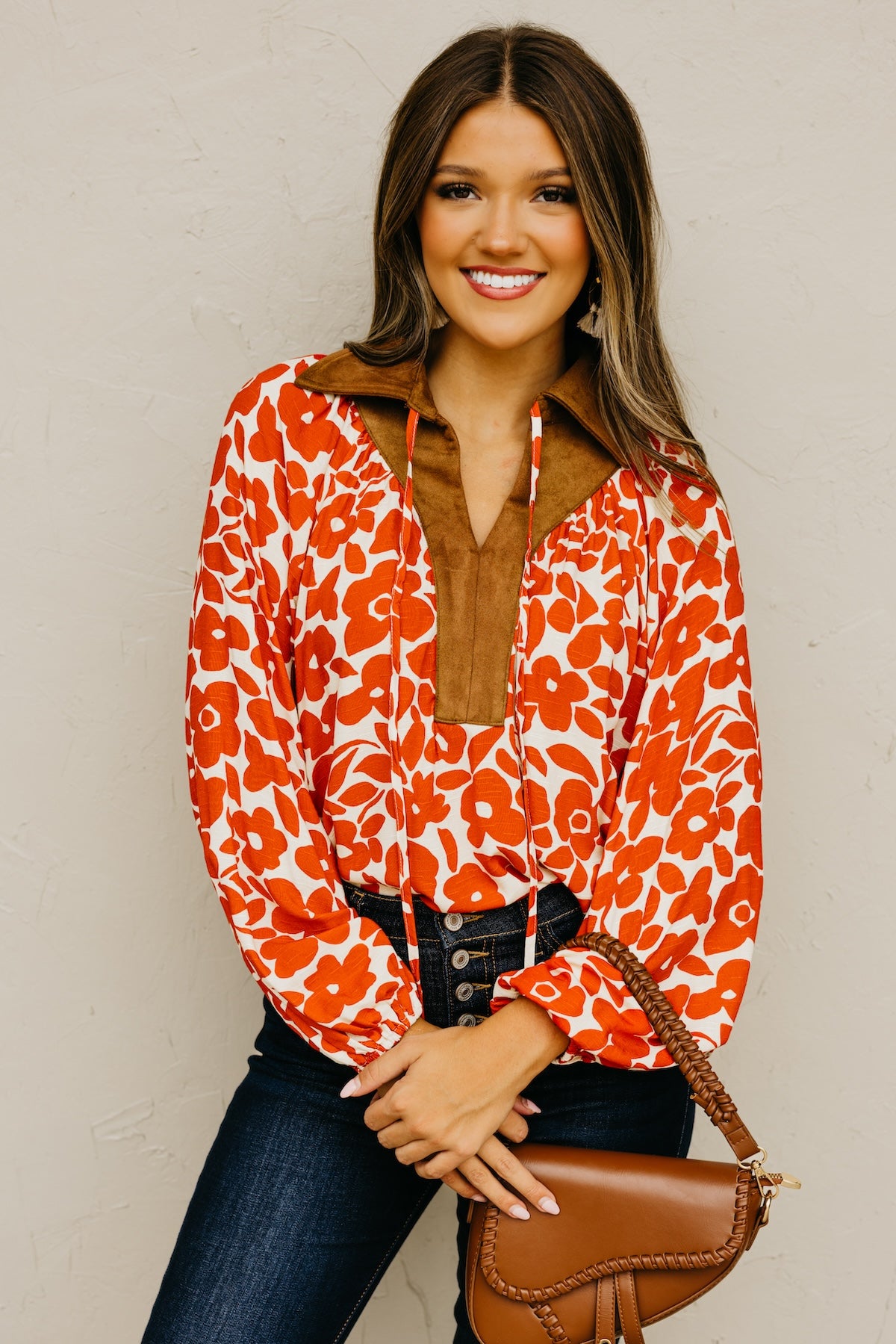 The Cyndee Mix Media Felt Floral Top