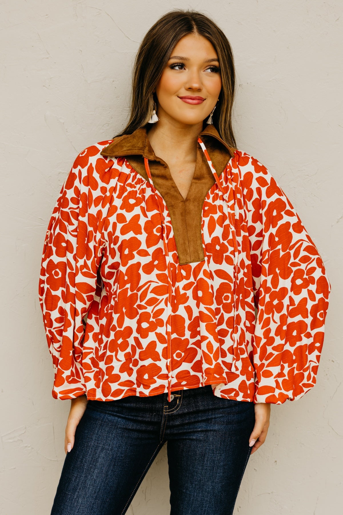 The Cyndee Mix Media Felt Floral Top