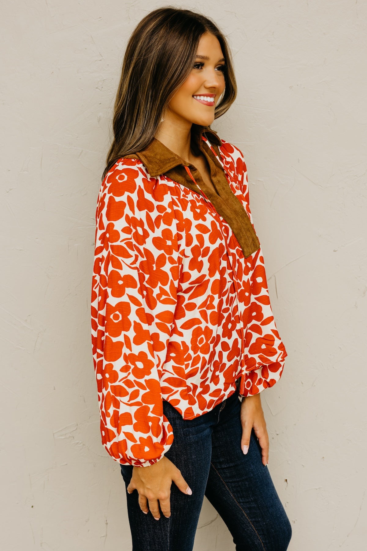 The Cyndee Mix Media Felt Floral Top