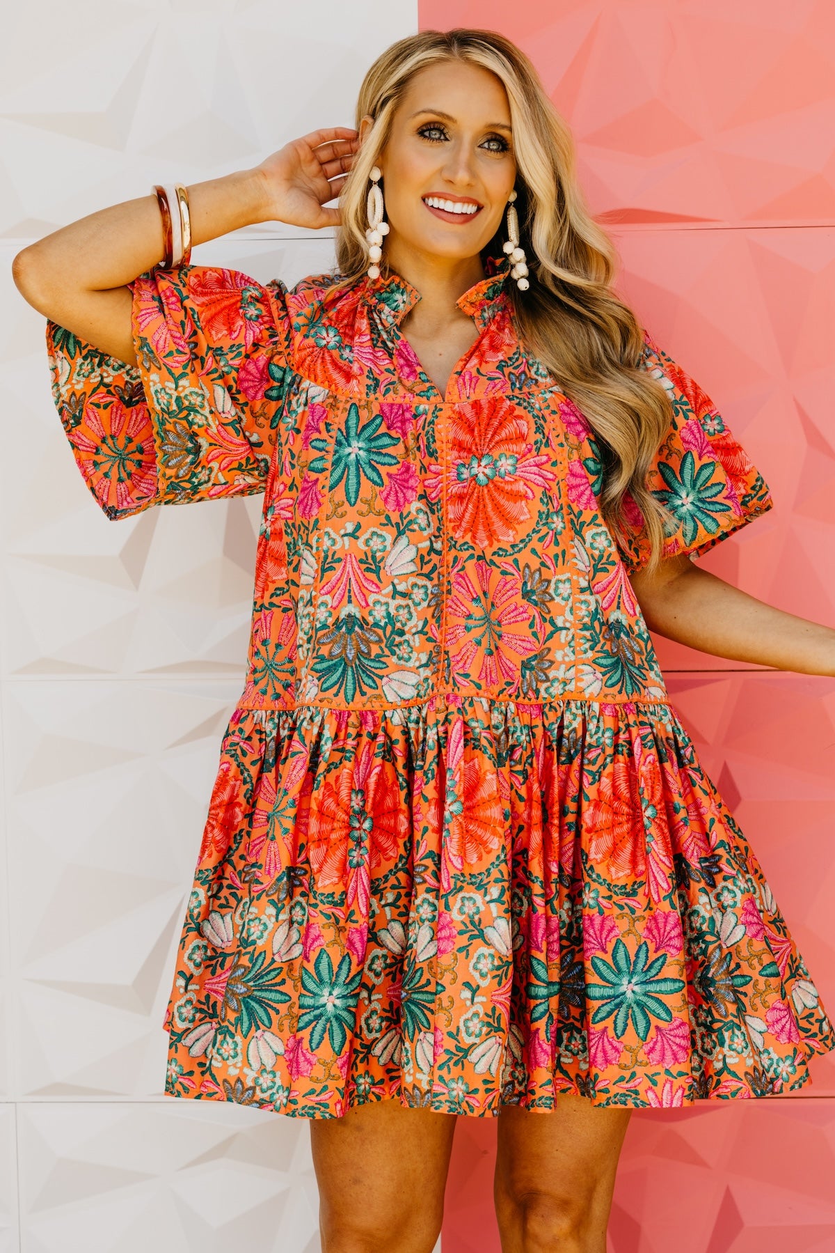The Alicia Floral Embroidered Mini Dress