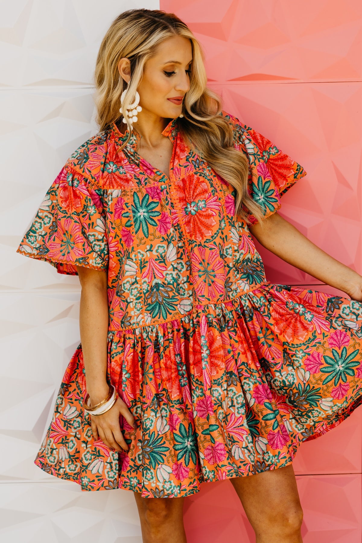 The Alicia Floral Embroidered Mini Dress