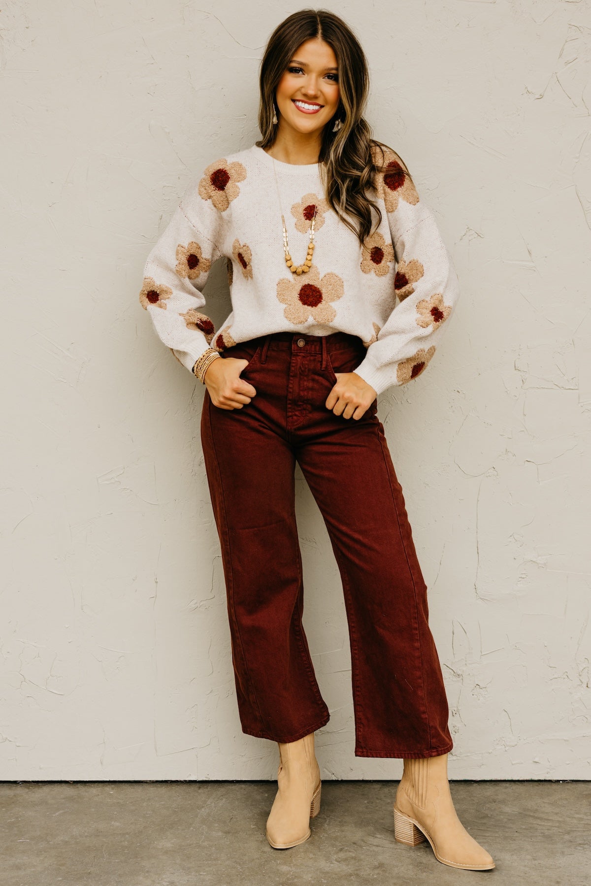 The Roselyn Raised Floral Sweater