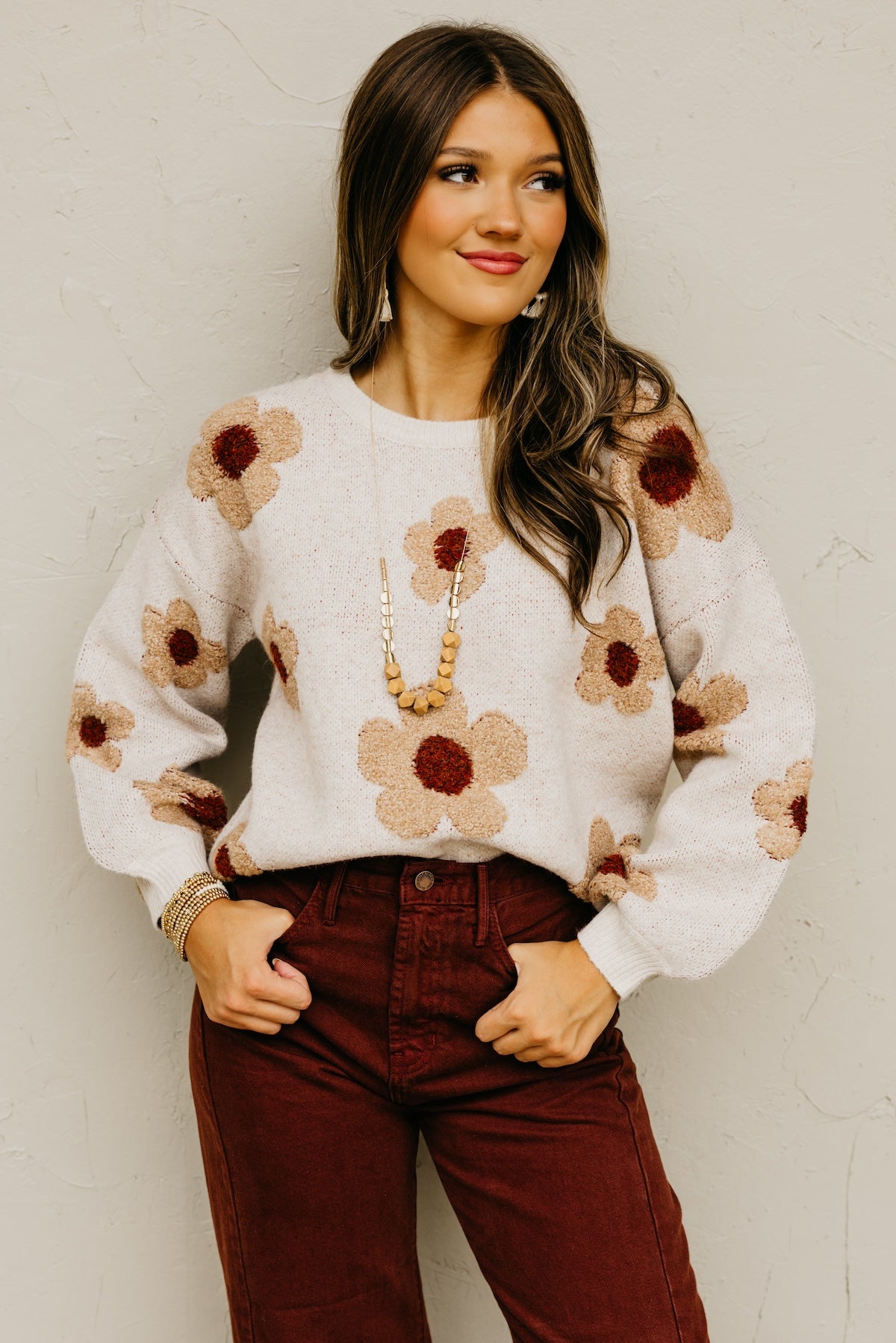The Roselyn Raised Floral Sweater