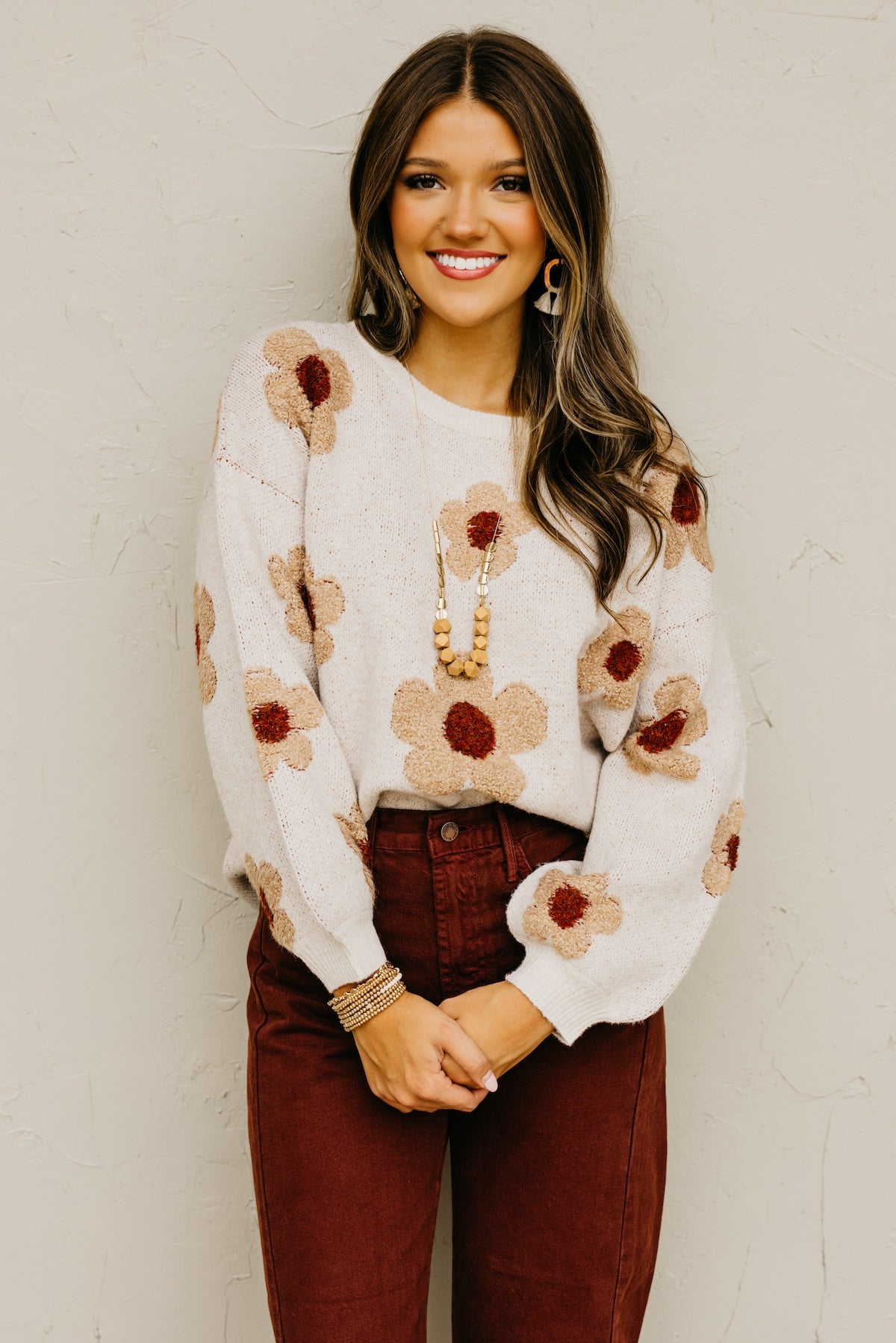 The Roselyn Raised Floral Sweater