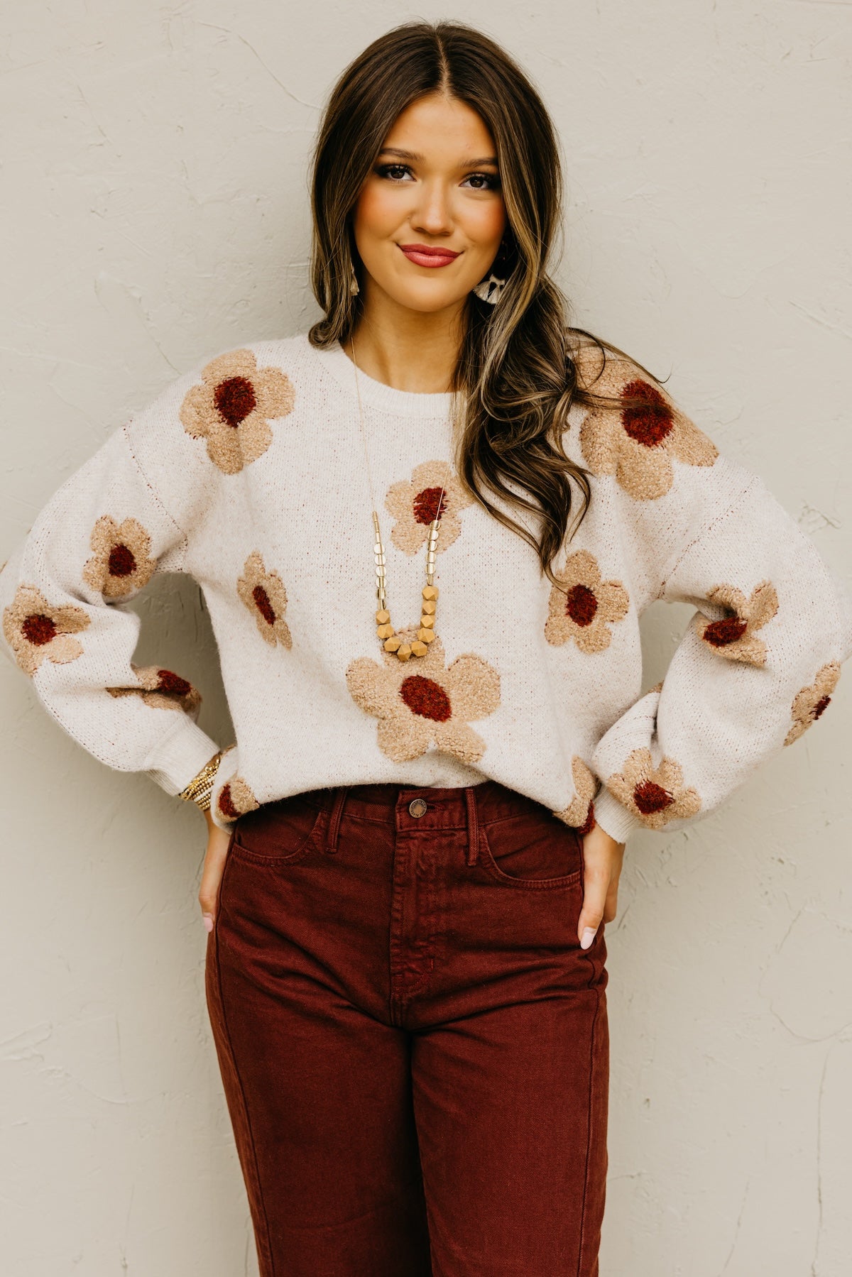 The Roselyn Raised Floral Sweater