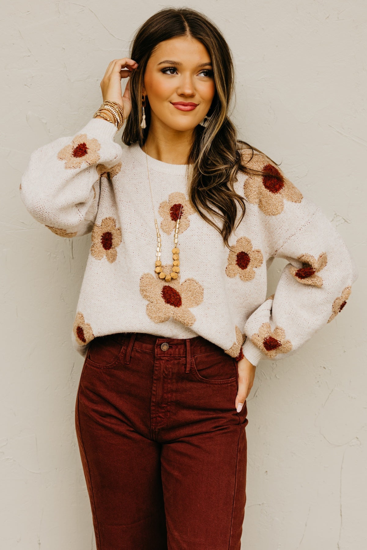 The Roselyn Raised Floral Sweater