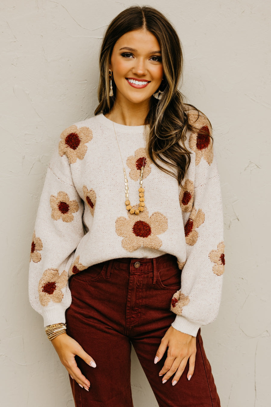 The Roselyn Raised Floral Sweater