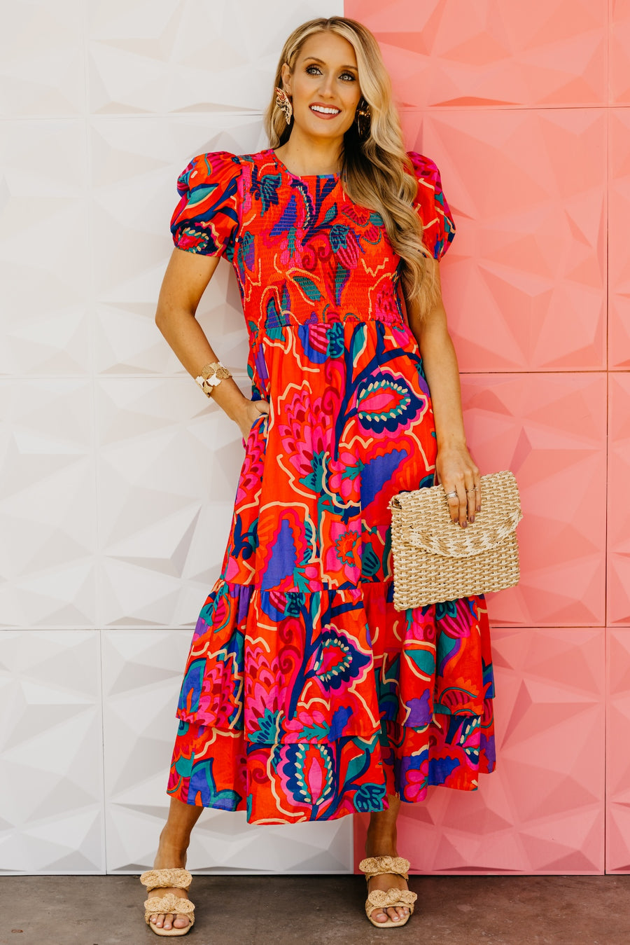 The Kahlia Floral Smocked Midi Dress