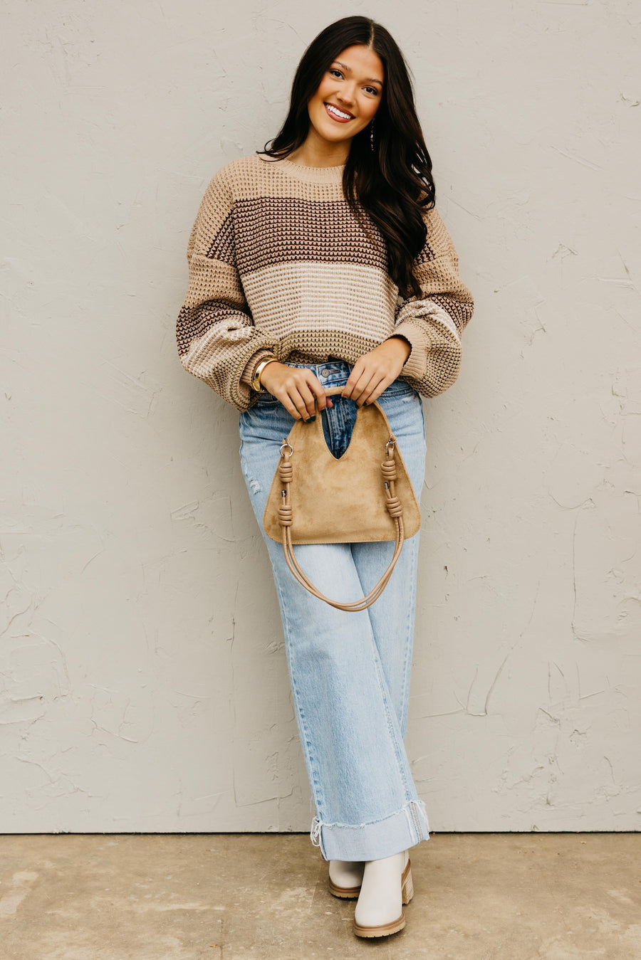 The Samantha Color Block Waffle Sweater