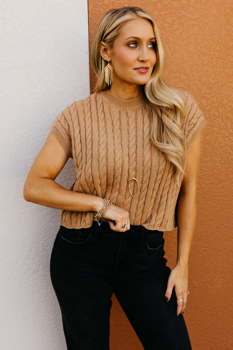 The Carla Sleeveless Cable Sweater
