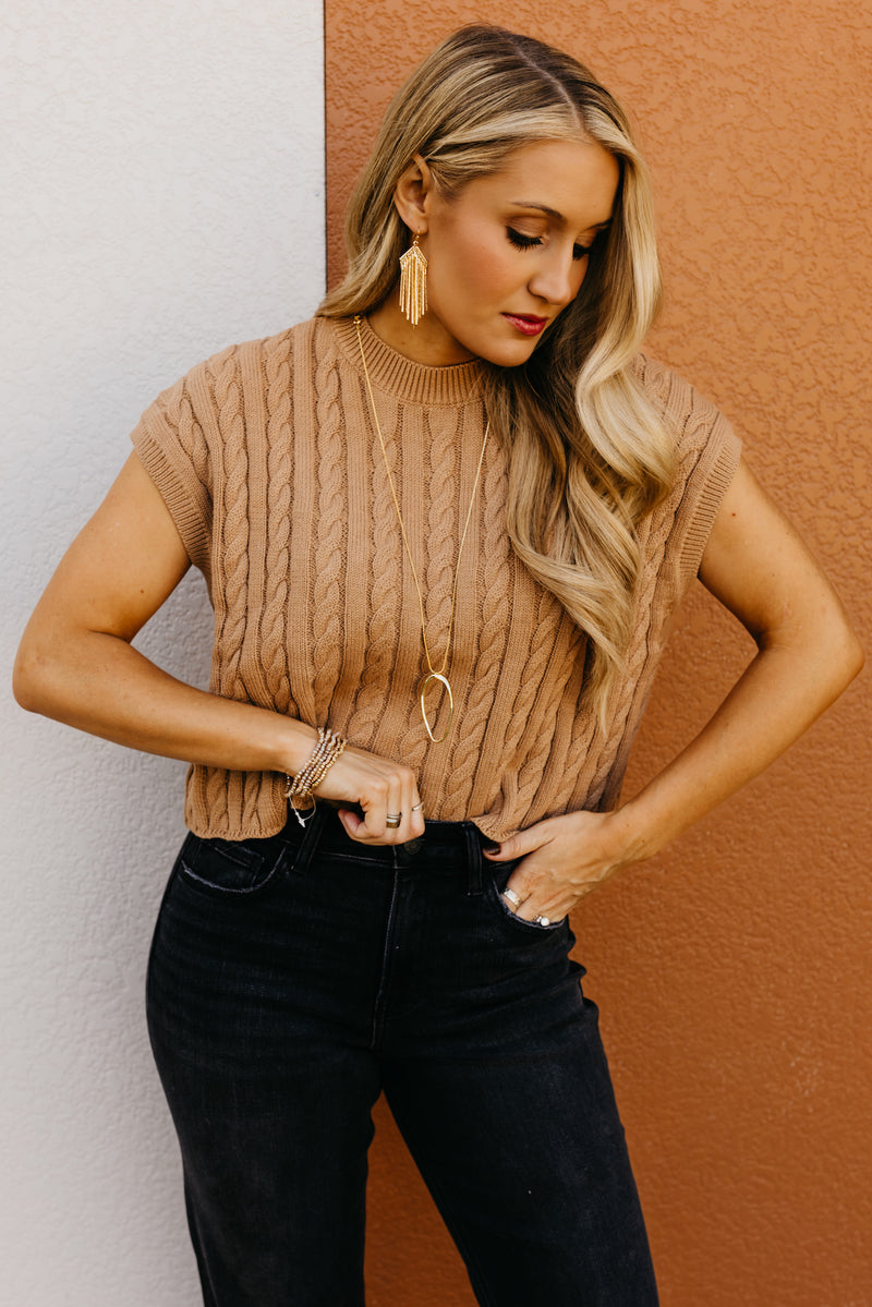 The Carla Sleeveless Cable Sweater