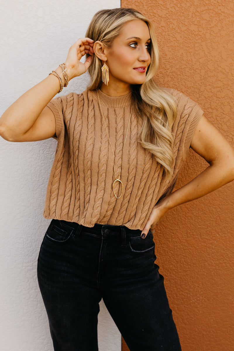 The Carla Sleeveless Cable Sweater