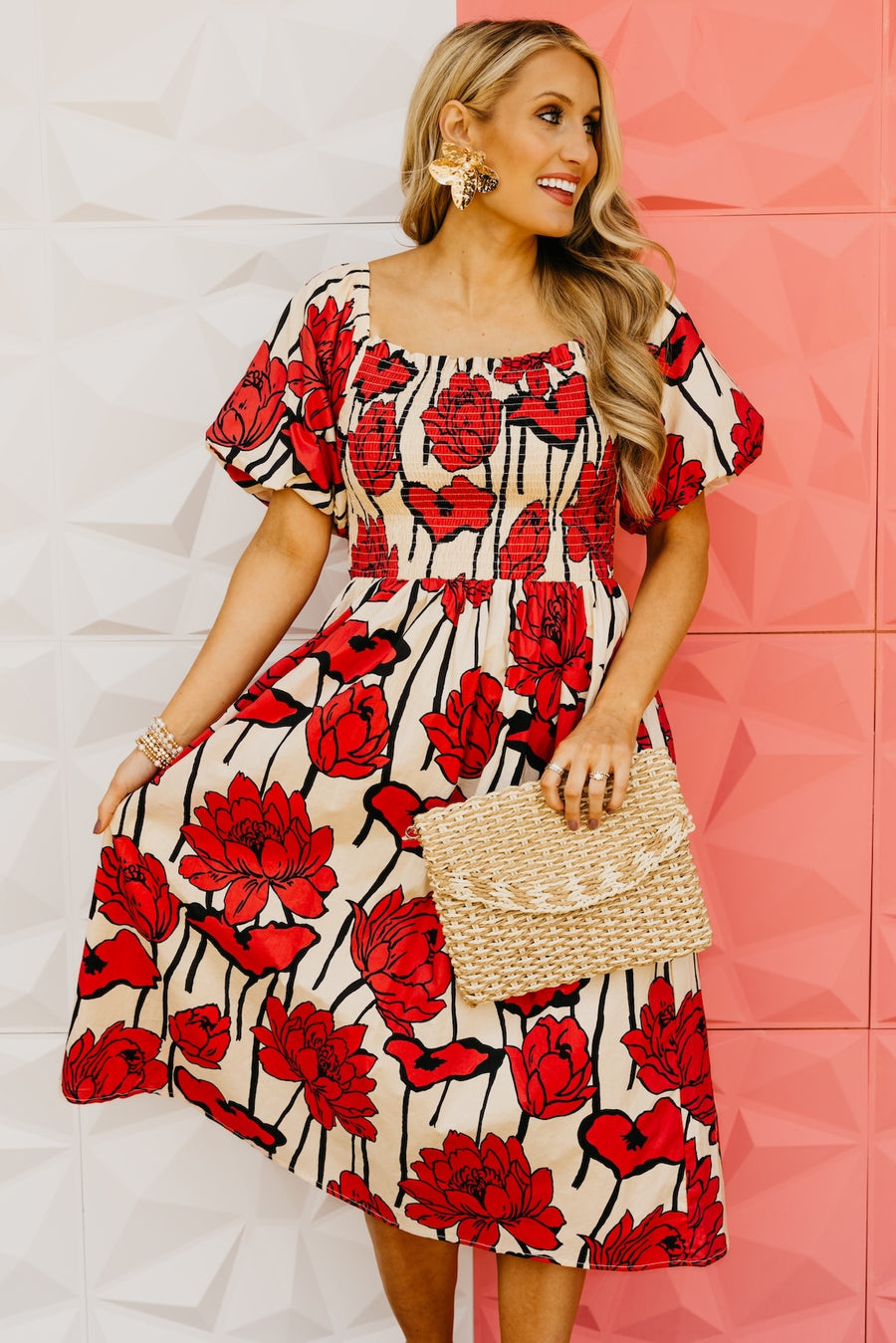 The Juniper Smocked Floral Midi Dress