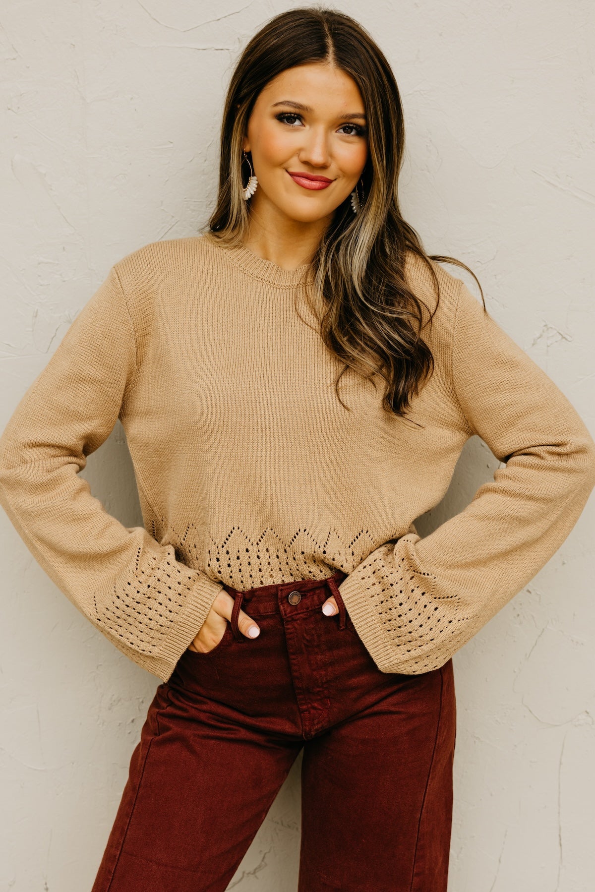 The Izzy Eyelet Trim Sweater