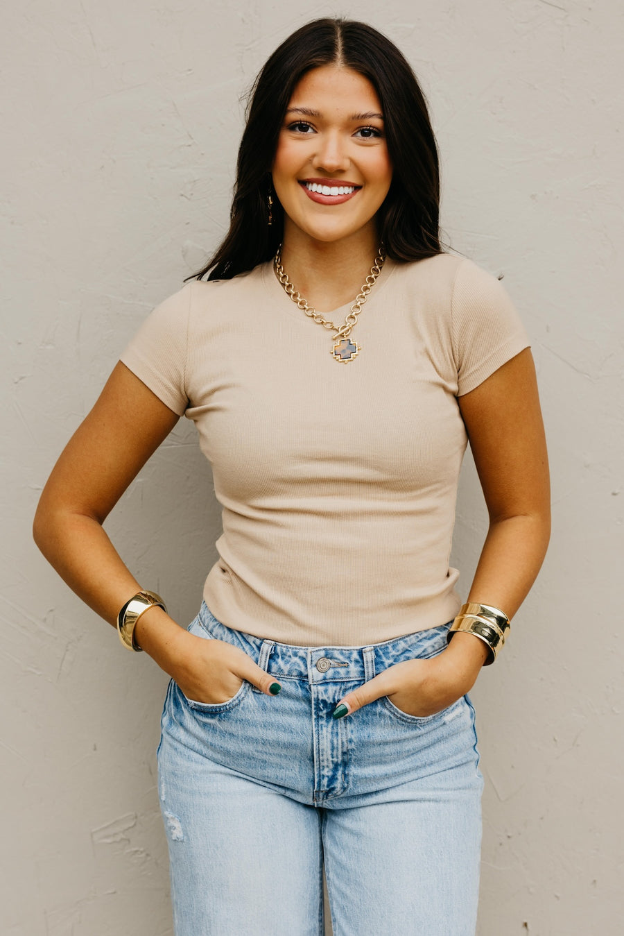 The Essential Short Sleeve Mini Ribbed Tee