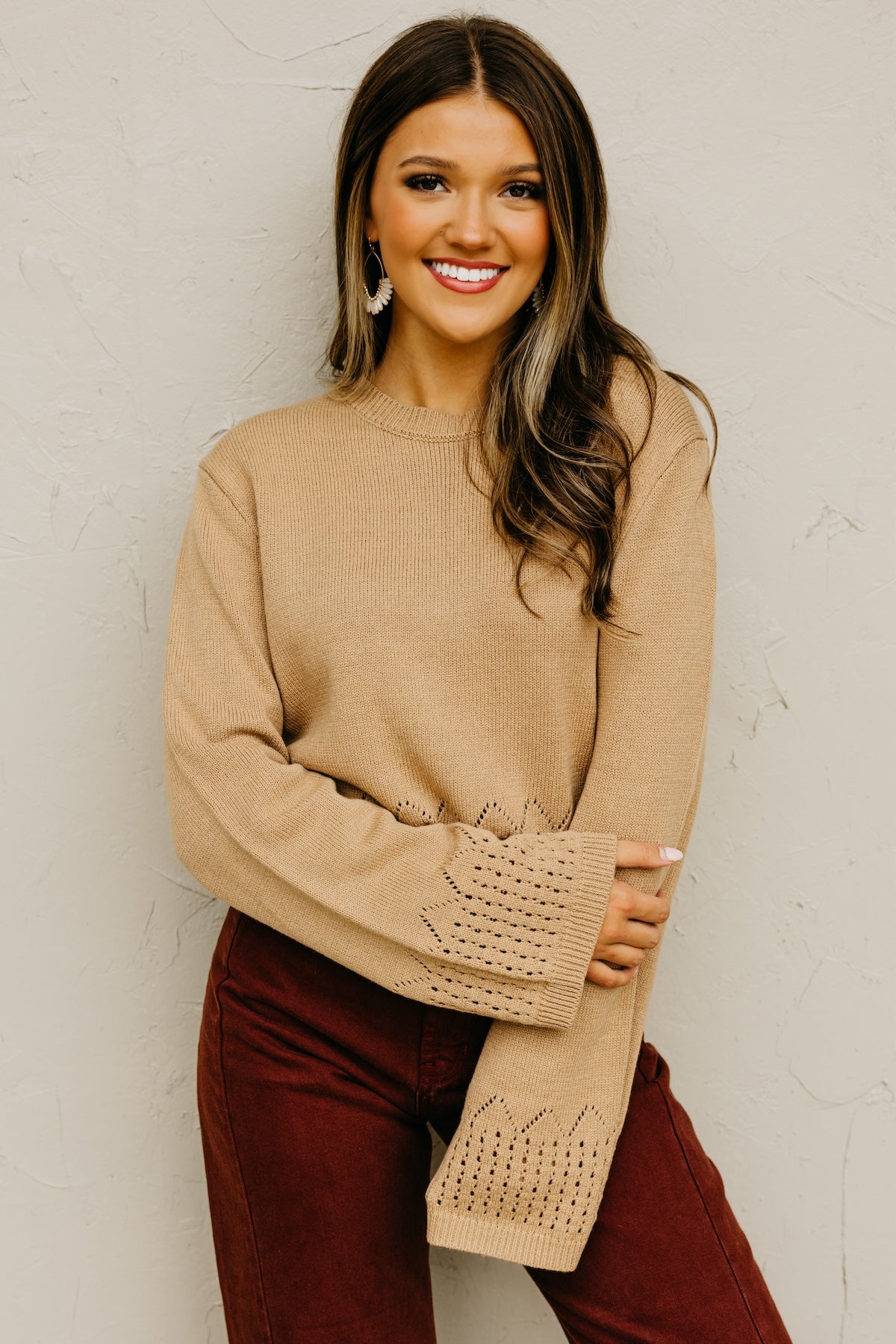 The Izzy Eyelet Trim Sweater