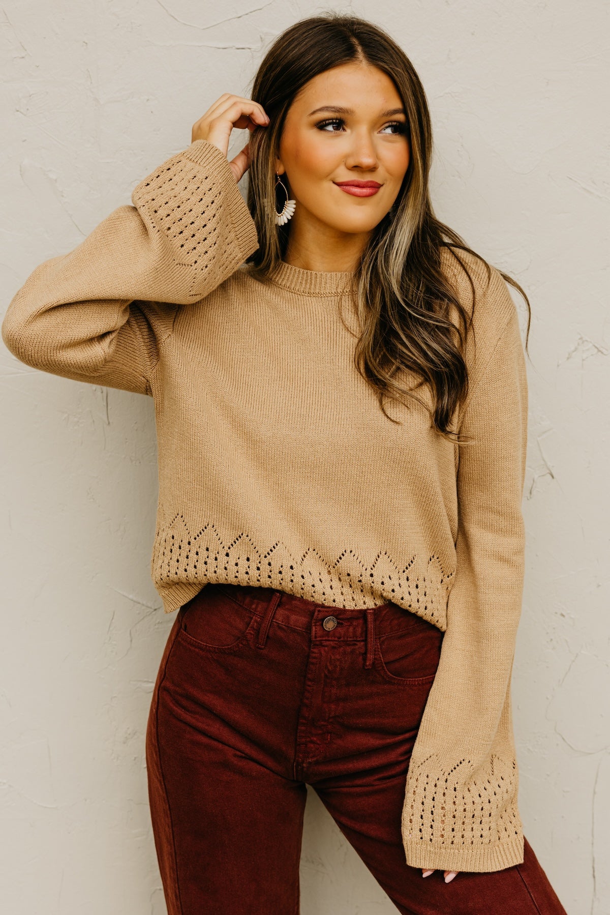 The Izzy Eyelet Trim Sweater