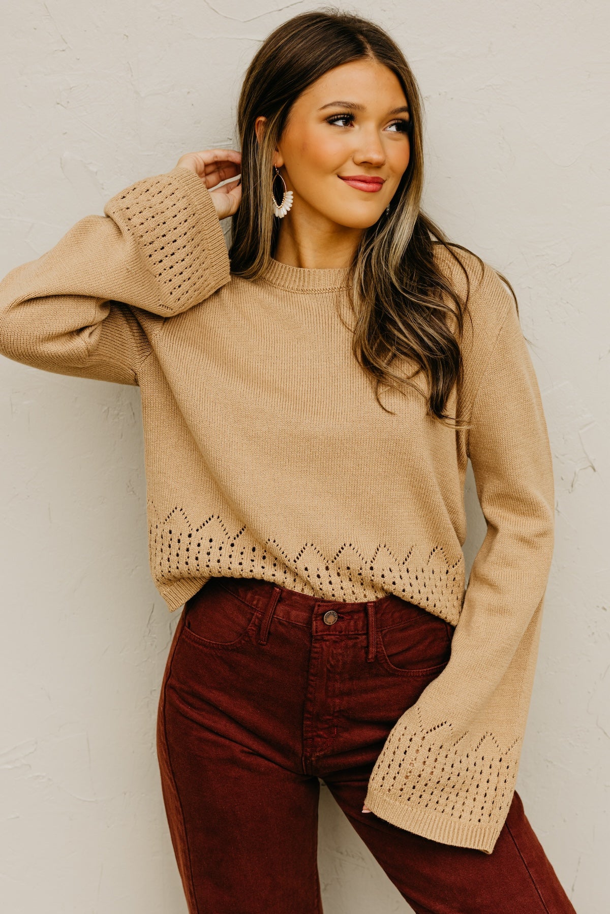 The Izzy Eyelet Trim Sweater