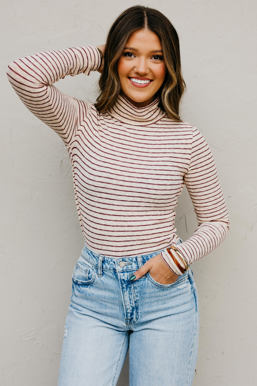 The Miranda Striped Turtleneck Top