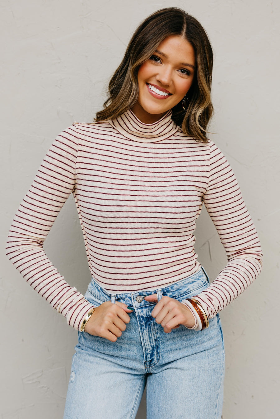 The Miranda Striped Turtleneck Top
