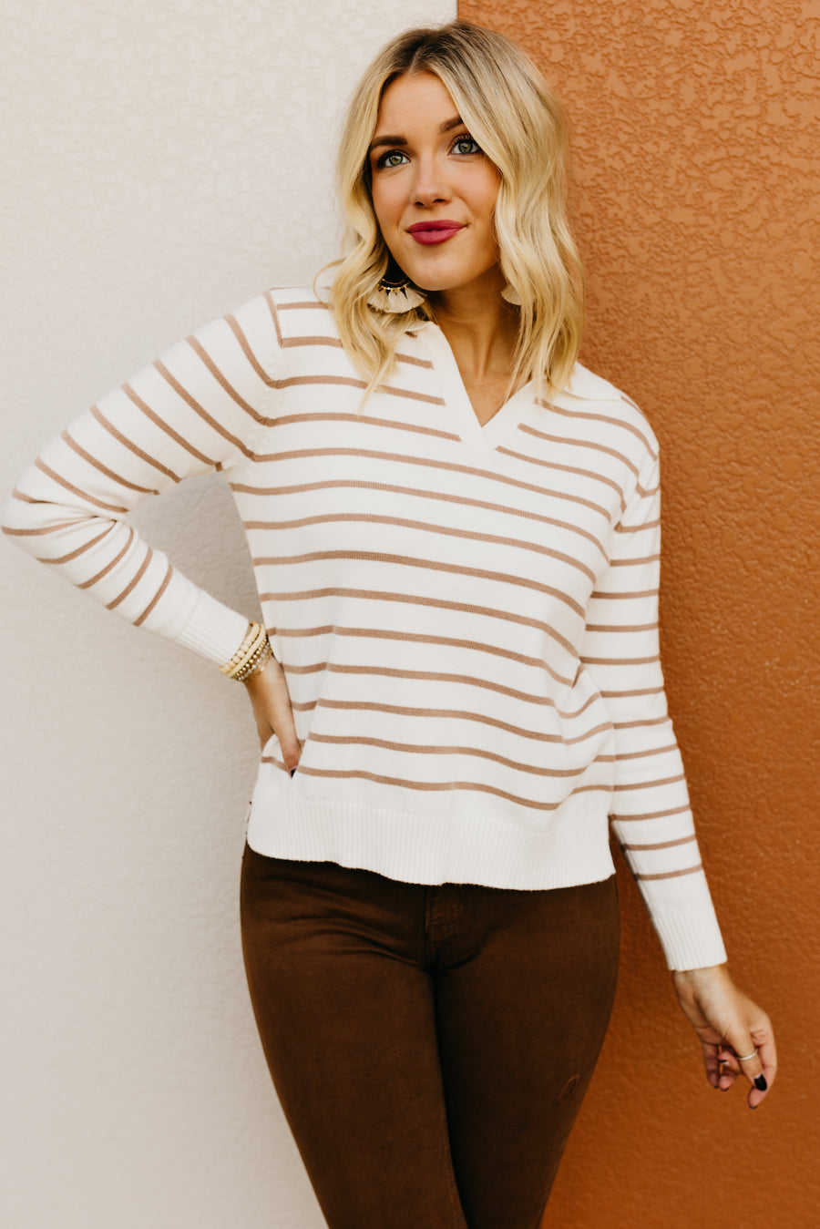 The Cassius Striped Collared Sweater  - FINAL SALE