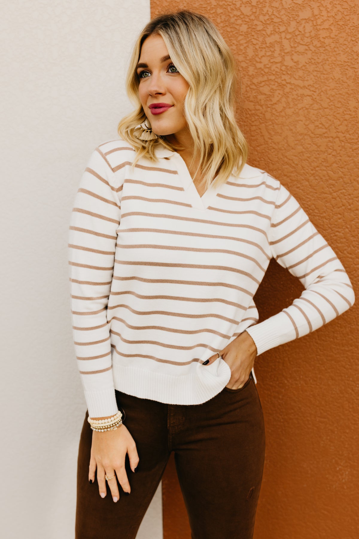 The Cassius Striped Collared Sweater  - FINAL SALE