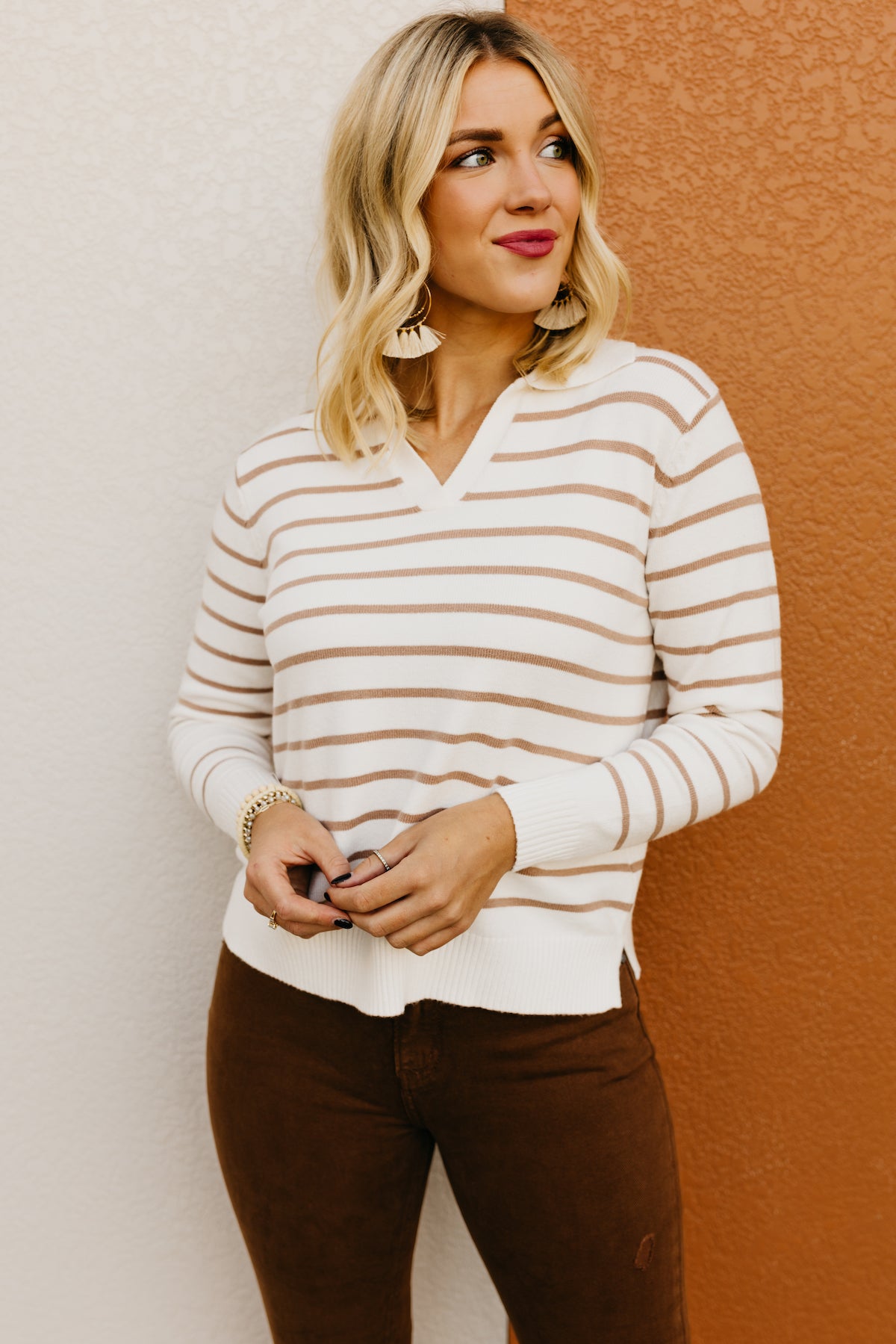 The Cassius Striped Collared Sweater  - FINAL SALE
