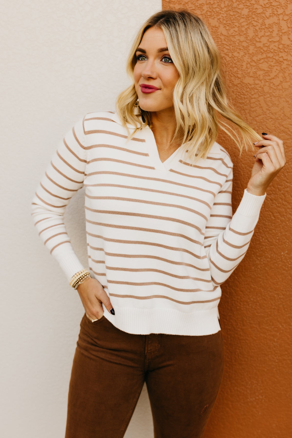 The Cassius Striped Collared Sweater  - FINAL SALE