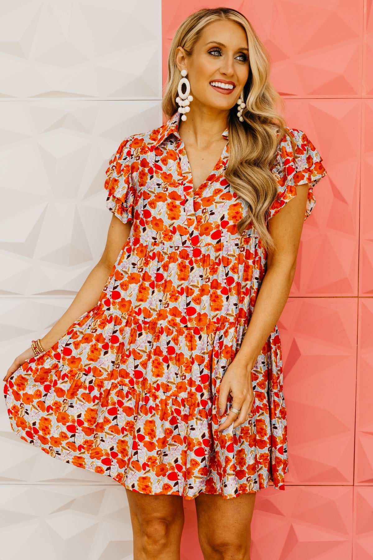 The Aniyah Ruffle Sleeve Mini Dress