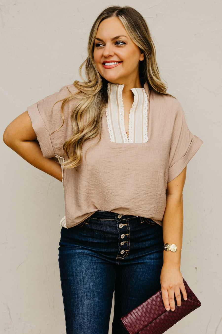 The Richie Contrast Popover Blouse