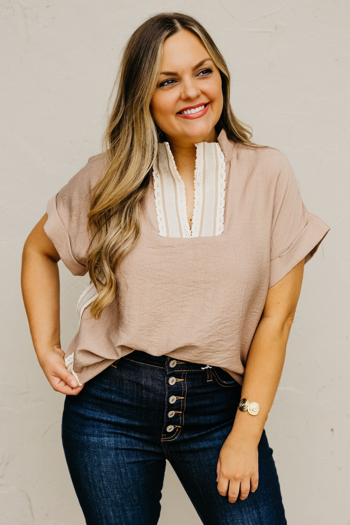 The Richie Contrast Popover Blouse