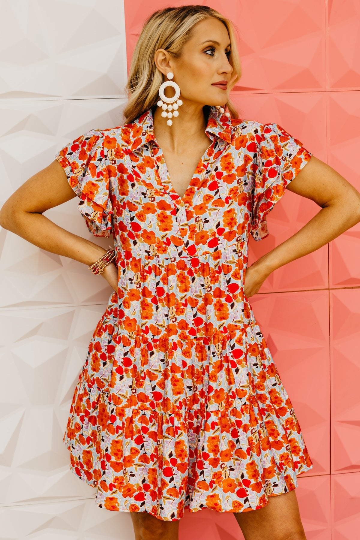 The Aniyah Ruffle Sleeve Mini Dress