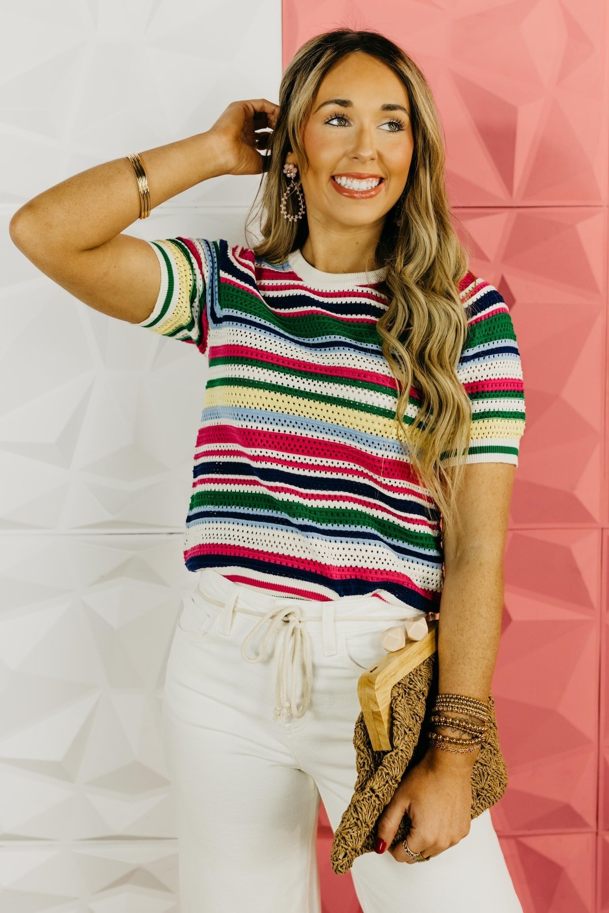 The Dominic Stripe Crochet Sweater Top