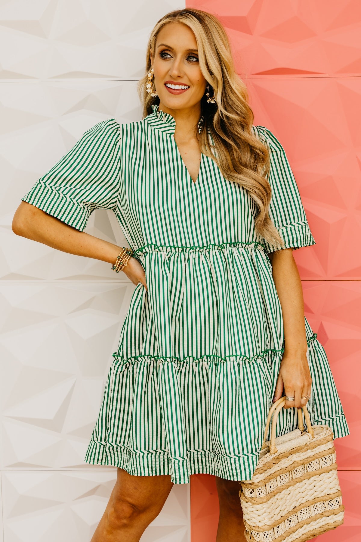 The Angelo Striped Tiered Mini Dress