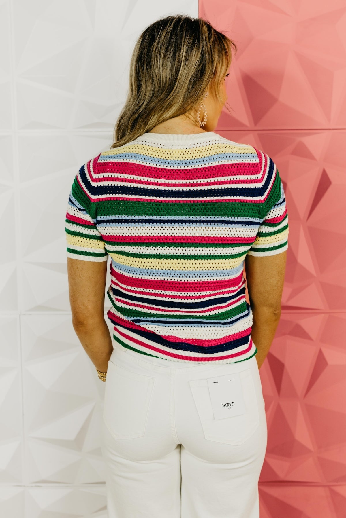 The Dominic Stripe Crochet Sweater Top