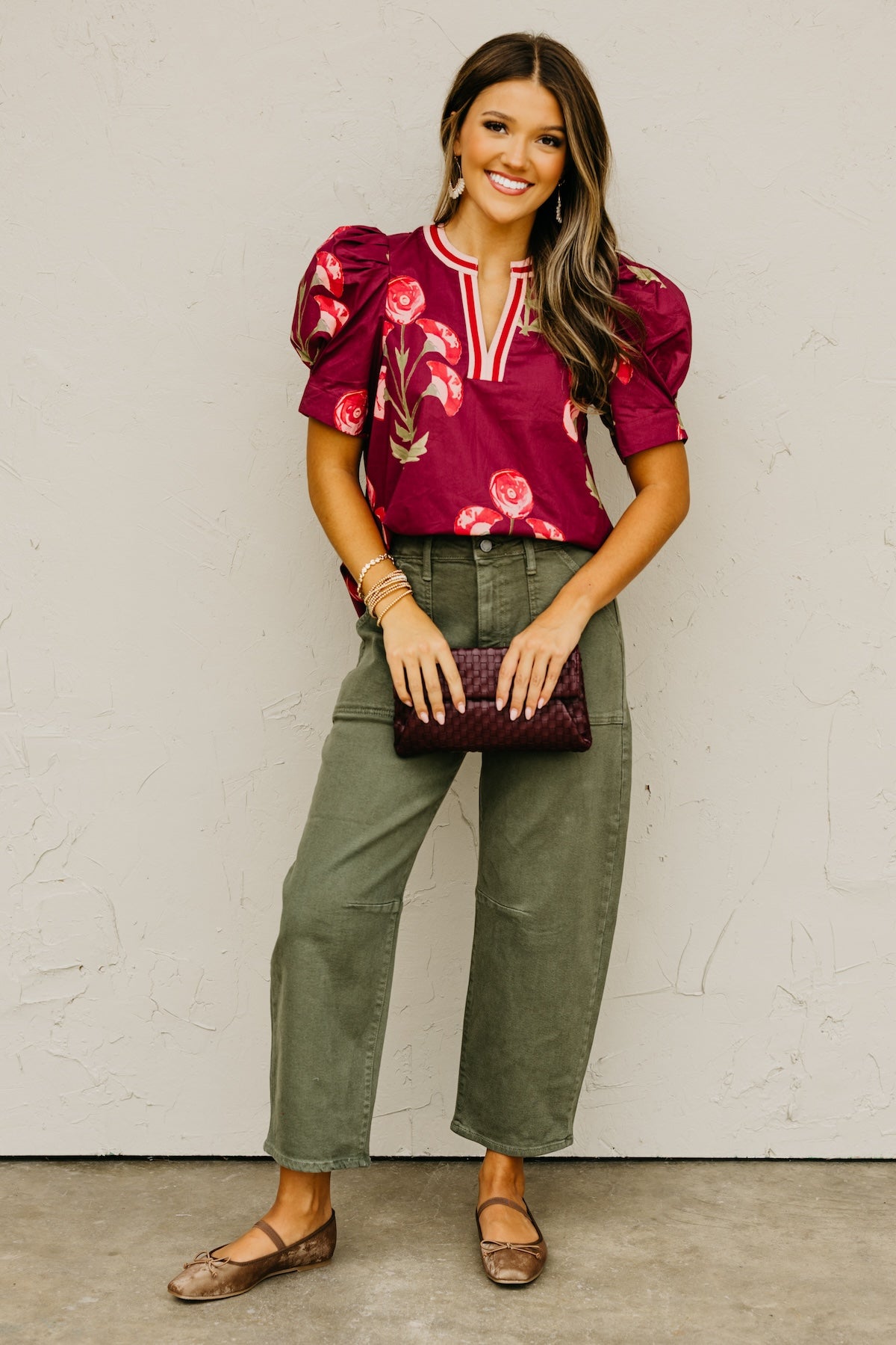 The Lauren Floral Woven Contrast Top