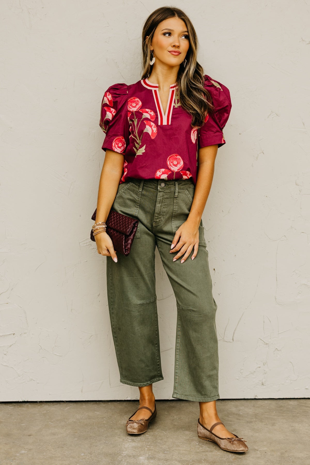 The Lauren Floral Woven Contrast Top