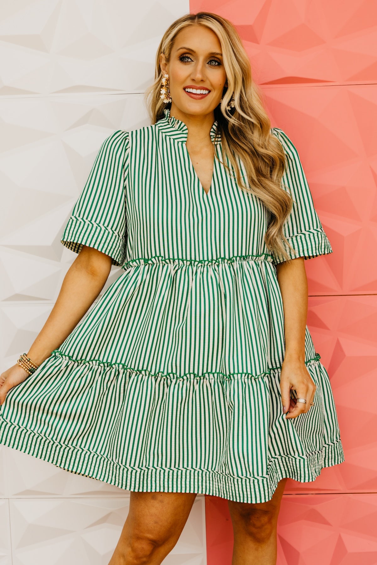 The Angelo Striped Tiered Mini Dress